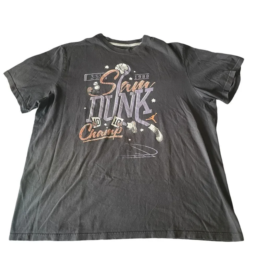 JORDAN 1988 slam dunk Retro 3 Dunk Champ T-Shirt sz 2XL Black Purple Slam Flight